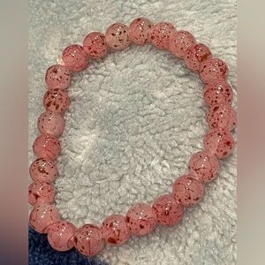 Pink Crackled Glass Bead Bracelet set (2)